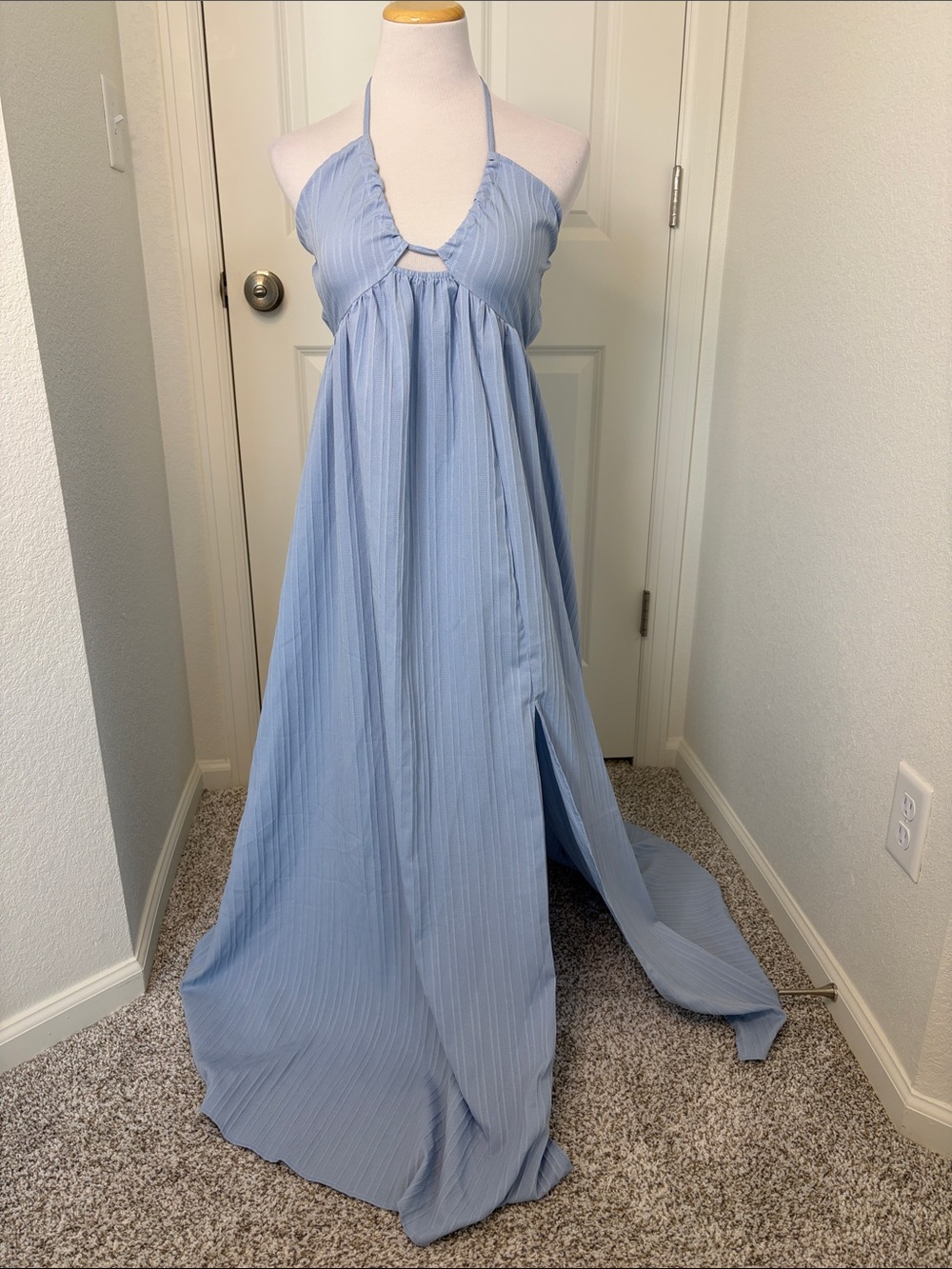 SHEIN Light Blue Halter Maxi Dress